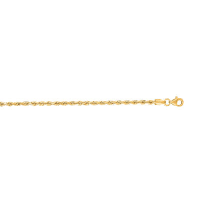Diamond-Cut Solid Rope 20" Chain 2.5mm in 14k Yellow Gold
