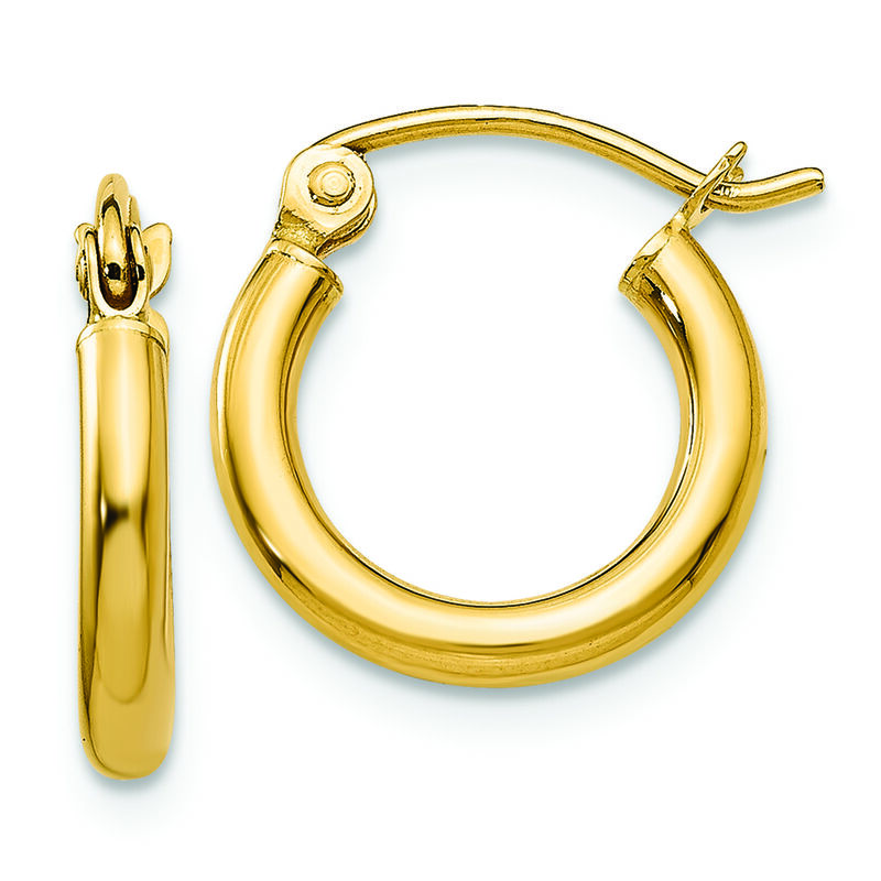 2x12mm Lightweight Tube Hoop Earrings in 14k Yellow Gold image number null
