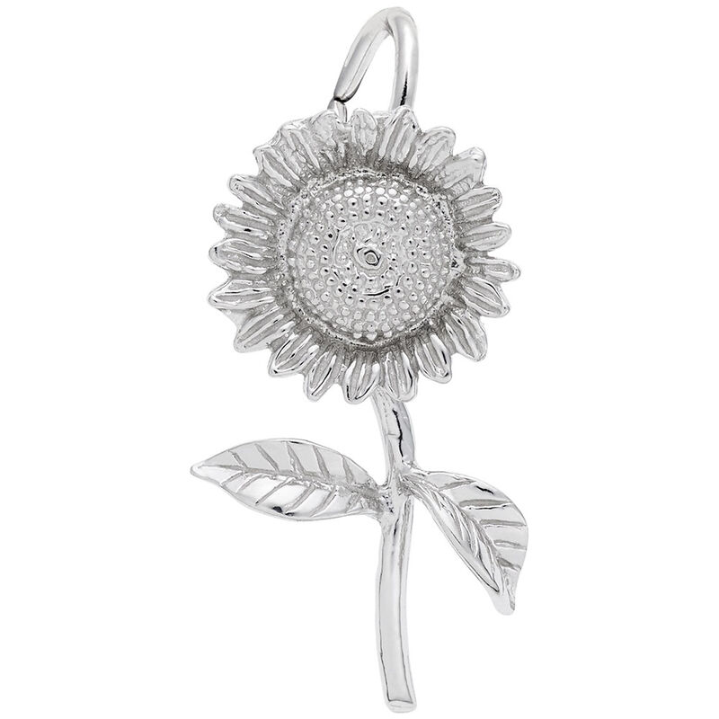 Sunflower Charm in 14k White Gold image number null
