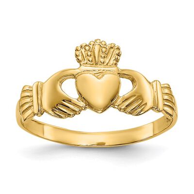 Ladies' Polished Claddagh Ring in 14k Yellow Gold