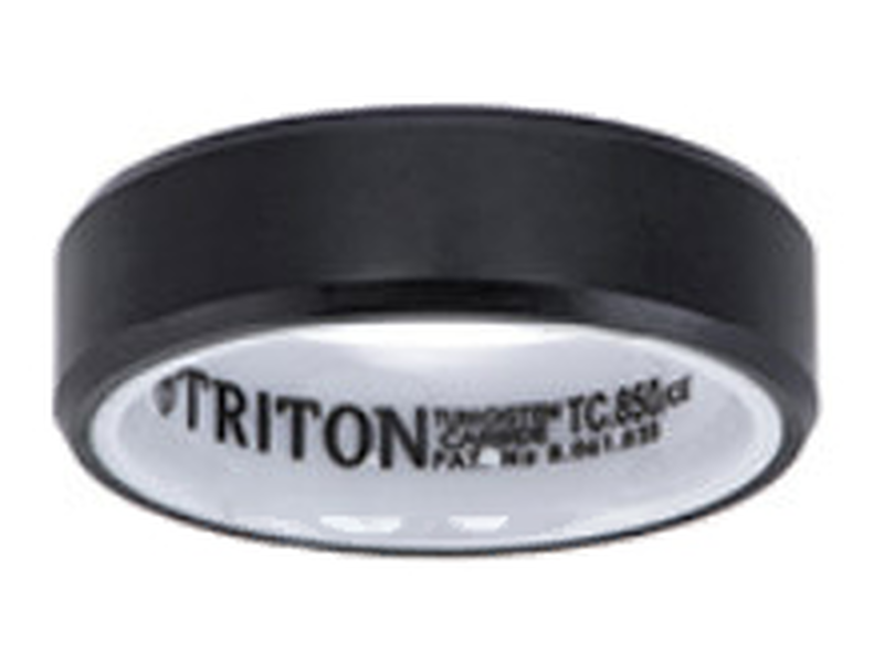 Triton RAW Black Beveled Edge 7mm Wedding Band with White Ceramic image number null
