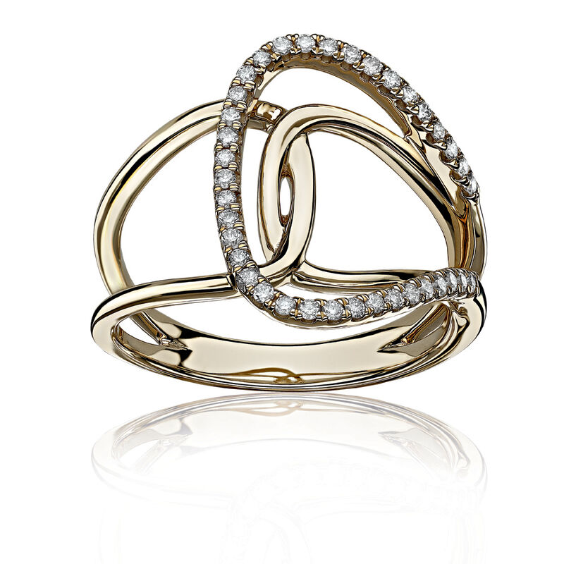 Diamond Twist Loop Fashion Ring 1/4ctw in 10k Yellow Gold image number null