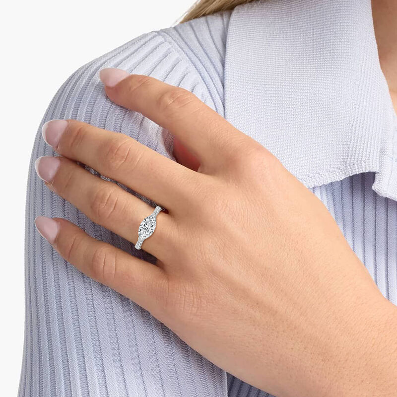 Marquise Lab Grown Diamond 2 1/2ctw. East West Half Bezel Engagement Ring in 14k White Gold image number null