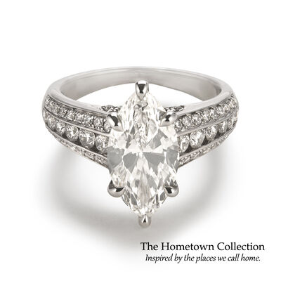 Lexington Marquise-Cut Lab Grown 3.9ctw. Diamond Multi-Row Engagement Ring in 14k White Gold