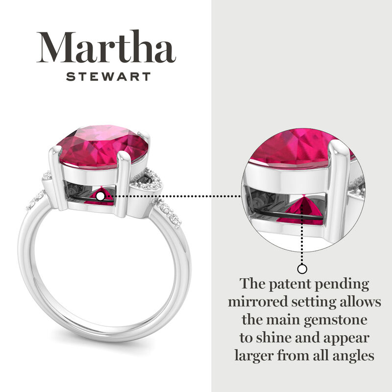 Martha Stewart Oval Ruby and Lab Grown Diamond Ring in Sterling Silver image number null