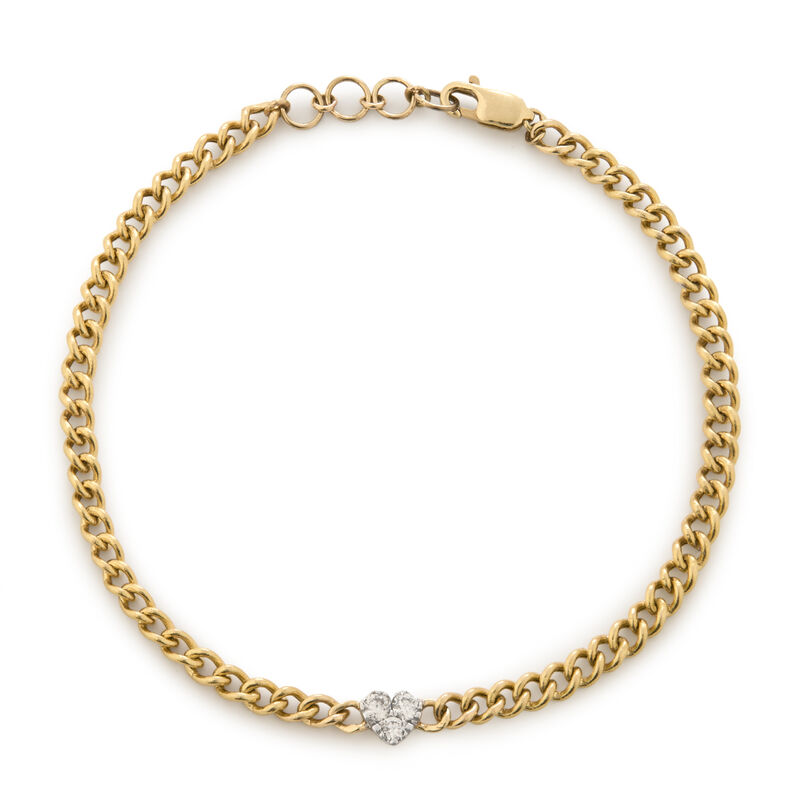 Link Bracelet With Diamond Heart in 14k Yellow Gold image number null