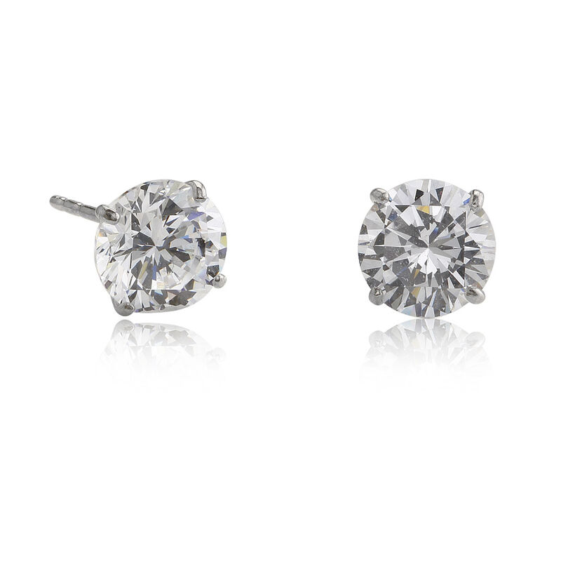 6mm Cubic Zirconia Stud Earrings in 14k White Gold image number null