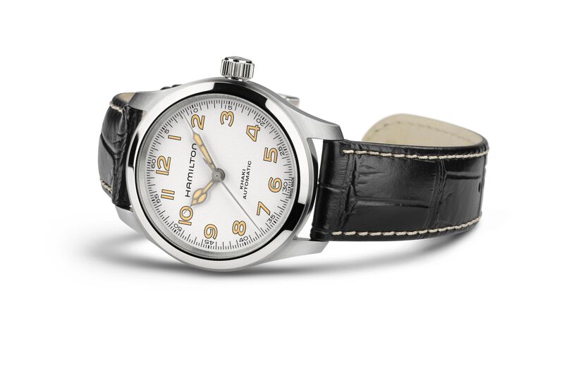 Hamilton Men's Khaki Field Murph Automatic White Dial Black Leather Strap Watch 38mm Watch H70405710 image number null