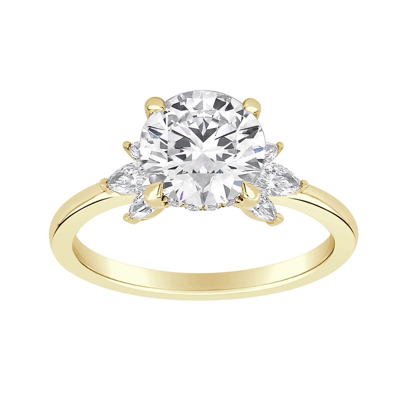 Brilliant-Cut Lab Grown 2 3/8ctw. Diamond Hidden Halo With Marquise-Cut Diamond Accents Engagement Ring in 14k Yellow Gold image number null