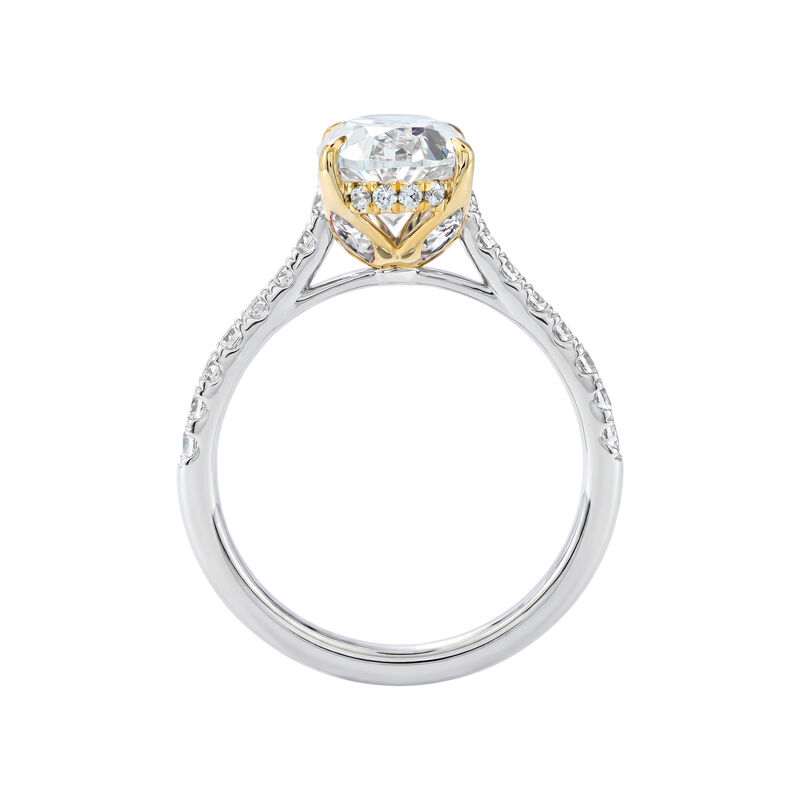 Oval Lab Grown Diamond 3 3/4ctw. Marquise Side Stone Engagement Ring in 14k Two Tone Gold image number null