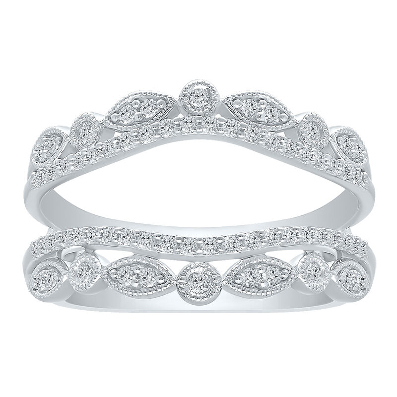 Brilliant-Cut 1/3ctw. Diamond Multi-Row Milgrain Insert Ring in 14k White Gold image number null