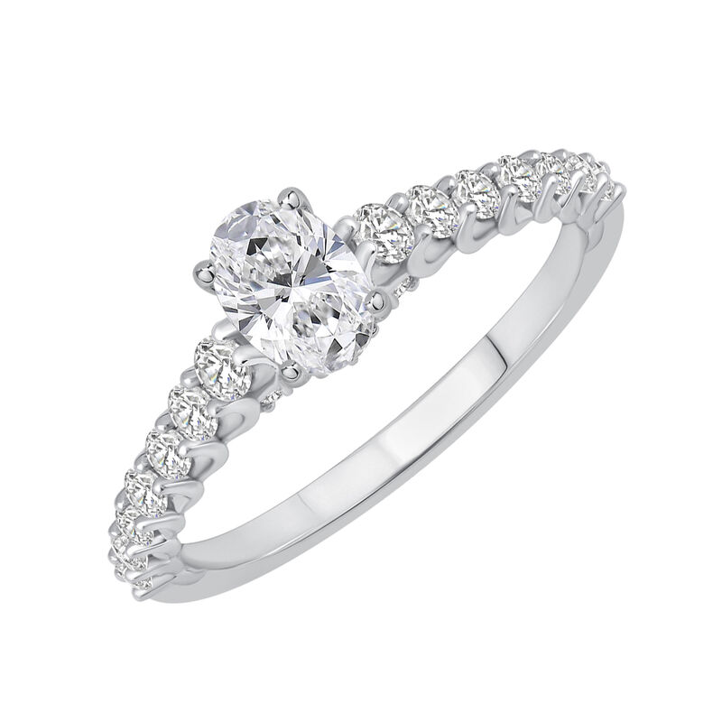 Oval Lab Grown Diamond 1ctw. Classic Engagement Ring in 14k White Gold image number null
