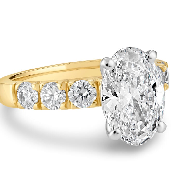 Oval Lab Grown Diamond 4ctw. Straight Band Engagement Ring in 14k Yellow Gold image number null