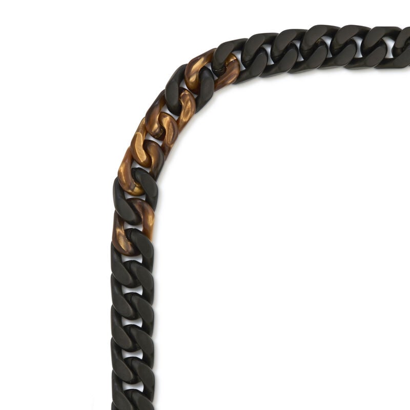 Men's 8.5" Curb Link Bracelet in Black Matte IP Tiger Eye Stainless Steel image number null