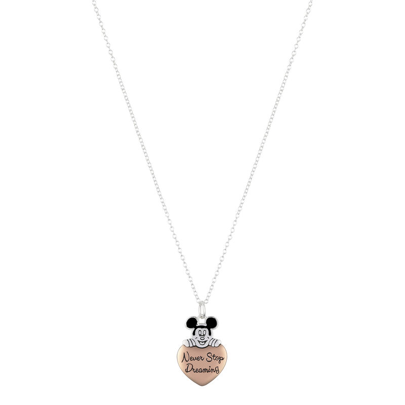 Disney Never Stop Dreaming Mickey Mouse Pendant in Rose Gold Plated Sterling Silver image number null