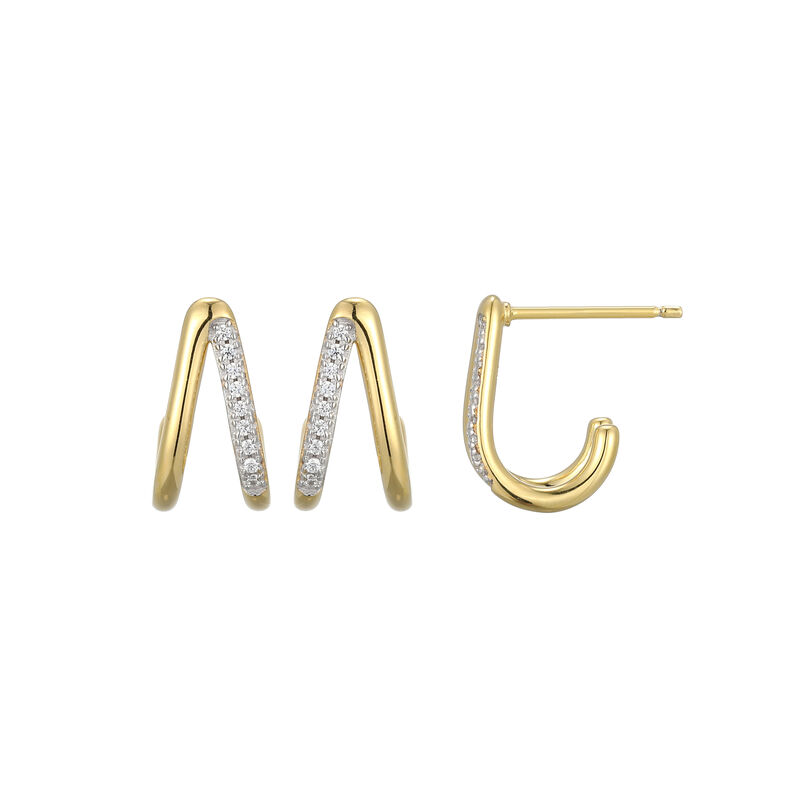 Lab Grown Diamond Huggie Earrings in Gold Plated Sterling Silver image number null