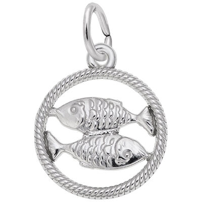 Pisces Charm in 14k White Gold