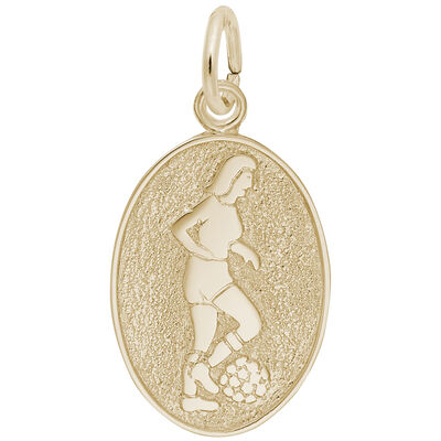 Female Soccer Charm in 14k Yellow Gold