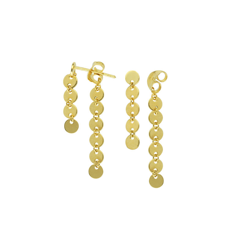 Disc Double Drop Earrings in  14K Yellow Gold image number null
