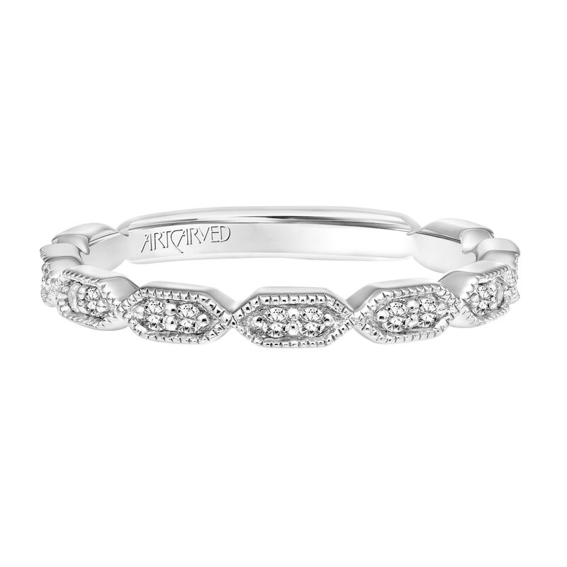 Cressida. ArtCarved® Diamond Wedding Band in 14k White Gold image number null