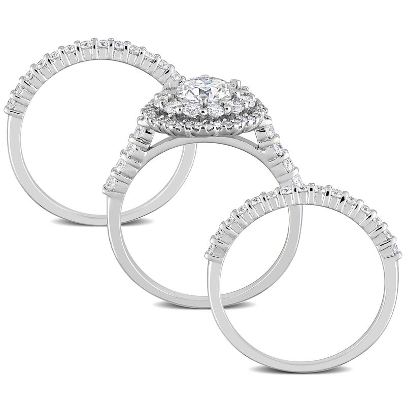 Brilliant-Cut 2 1/4ctw. Created Moissanite Bridal Set in Sterling Silver image number null