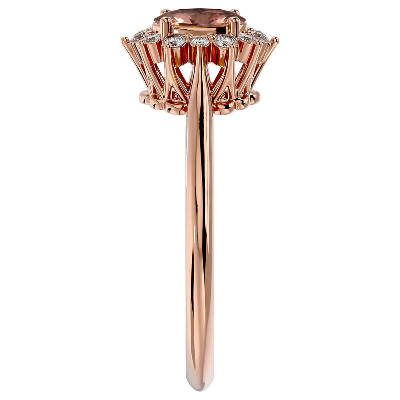 Oval-Cut Morganite & Diamond Halo Ring in 14k Rose Gold image number null