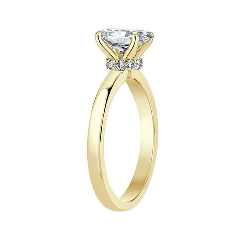 Oval-Cut Lab Grown 1ctw. EF VS Diamond Ribbon Halo Solitaire Engagement Ring in 14k Yellow Gold image number null