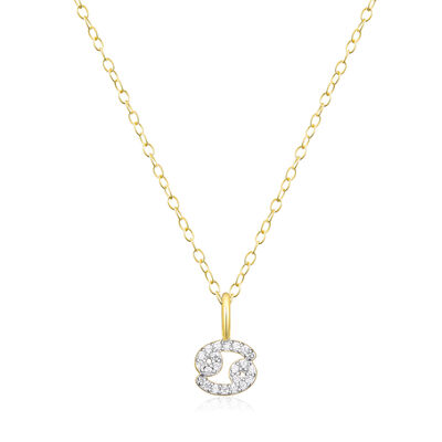 Lab Grown Diamond Cancer Constellation Pendant Necklace in 14k Yellow Gold Plated Sterling Silver