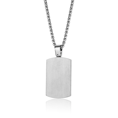 Men's Matte-Polished Reversible Dogtag With 22" Chain in Stainless Steel