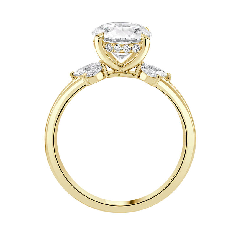 Brilliant-Cut Lab Grown 2 3/8ctw. Diamond Hidden Halo With Marquise-Cut Diamond Accents Engagement Ring in 14k Yellow Gold image number null