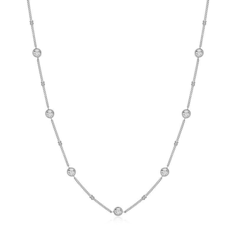 Lab Grown Diamond Beaded Necklace in Sterling Silver image number null