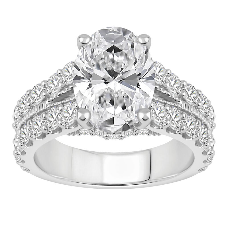Oval Lab  Grown 6ctw. Diamond Milgrain Split Shank Engagement Ring in 14k White Gold image number null