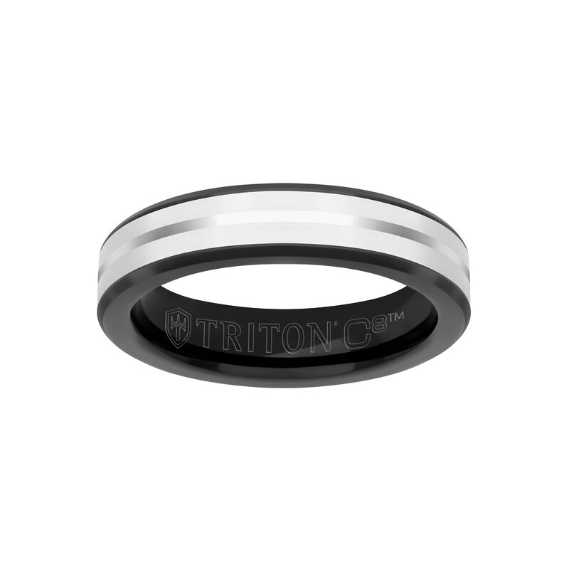 Men's White Ceramic Inlay & Tungsten Carbide Wedding Ring (5mm) image number null