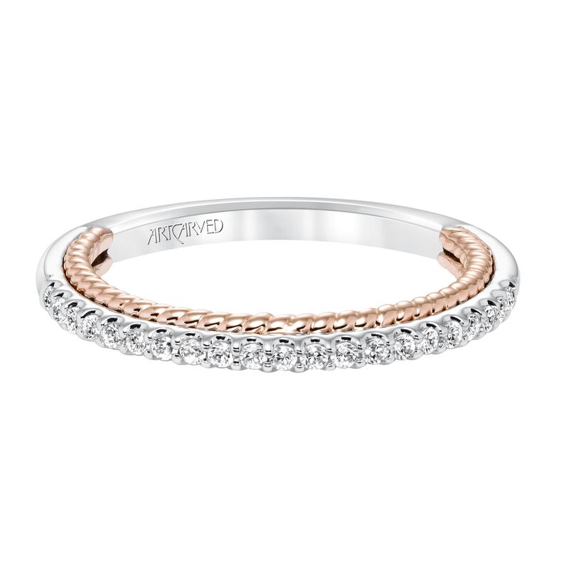 Ilena. ArtCarved® Matching Wedding Band in 14k White & Rose Gold image number null