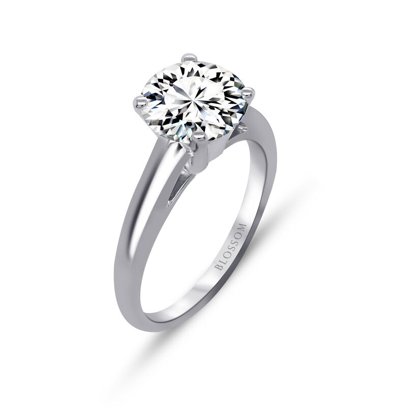 Blossom Cut Round Lab Grown 2ct. Diamond DEF VS Certified Solitaire Engagement Ring in 14k White Gold image number null