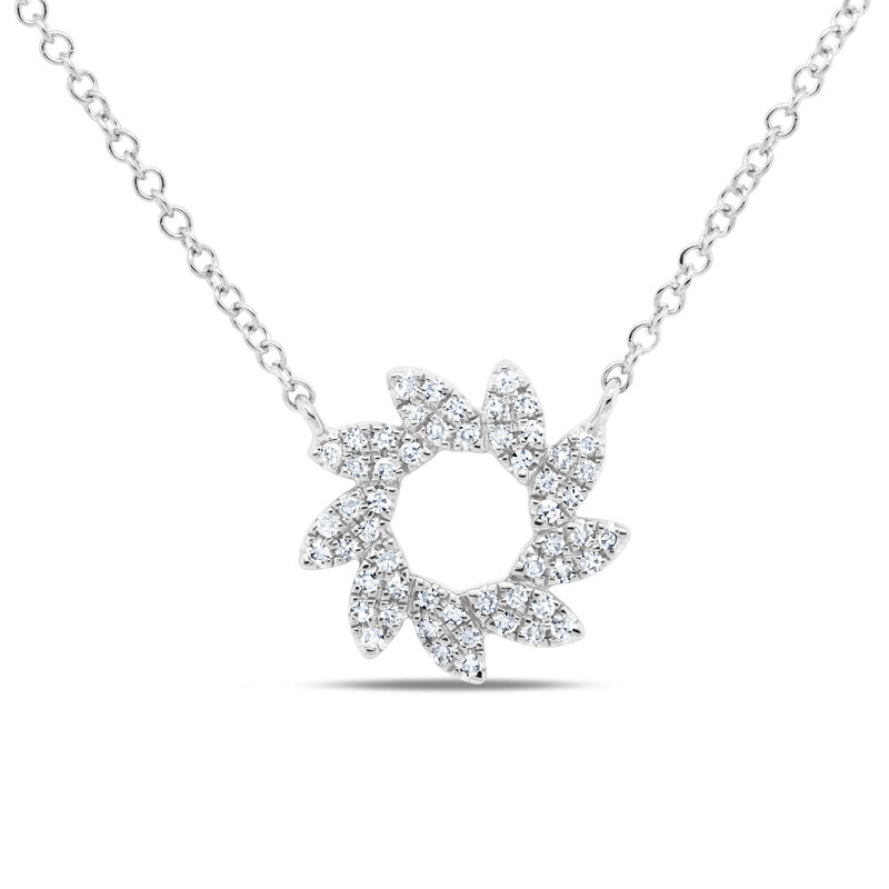 Shy Creation Flower Necklace .13ctw in 14k White Gold image number null