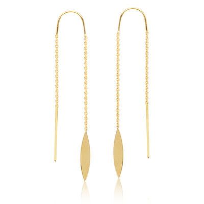 Marquise Small Fashion Threaded Earrings in 14k Yellow Gold