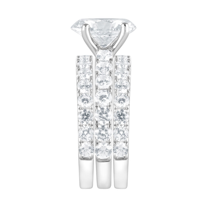 Oval Lab Grown Diamond 5ctw. Three Ring Bridal Set in 14k White Gold image number null