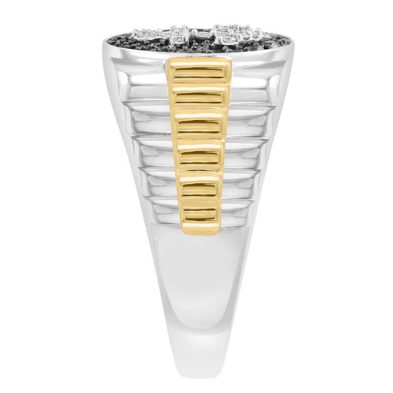 Men's Black Diamond & 14k Two Tone Gold Wedding Ring image number null