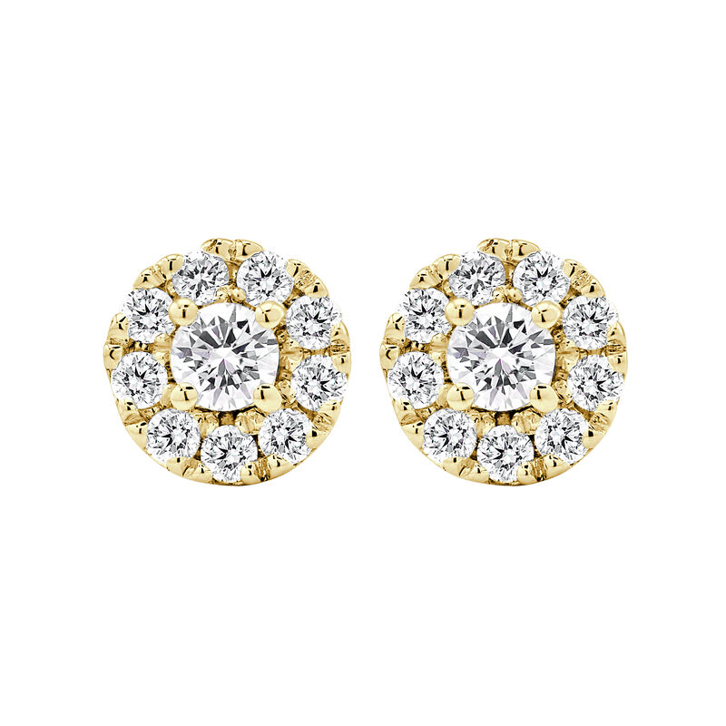 Lab Grown Diamond 1/2ctw. Single Halo Stud Earrings in 14k Yellow Gold image number null