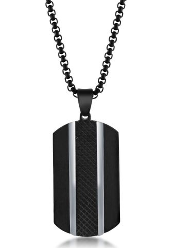 Dog Tag Pendant in Black Stainless Steel image number null