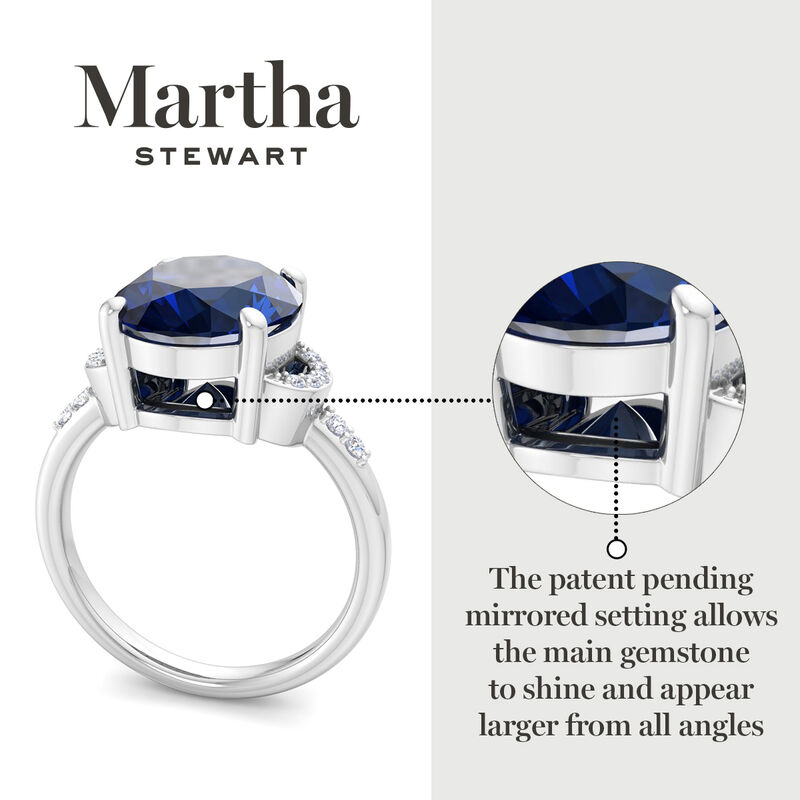 Martha Stewart Oval Sapphire and Lab Grown Diamond Ring in Sterling Silver image number null