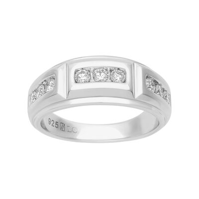 Men's Lab Grown 5/8ctw. Diamond Section Band in Sterling Silver