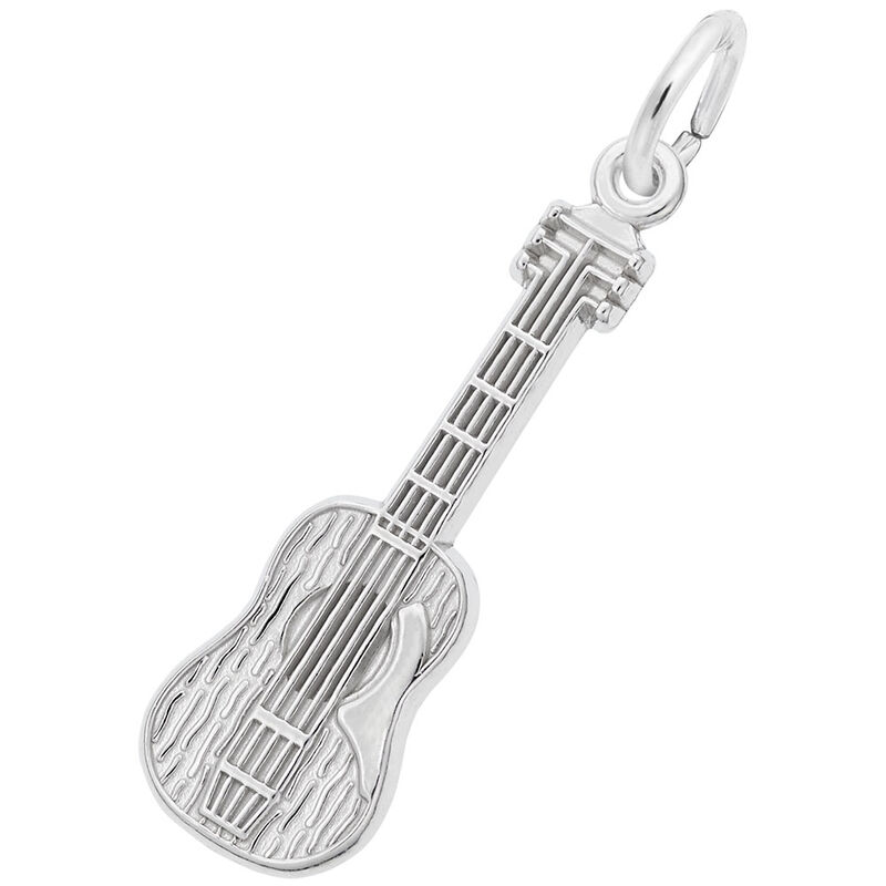 Guitar Charm in 14k White Gold image number null