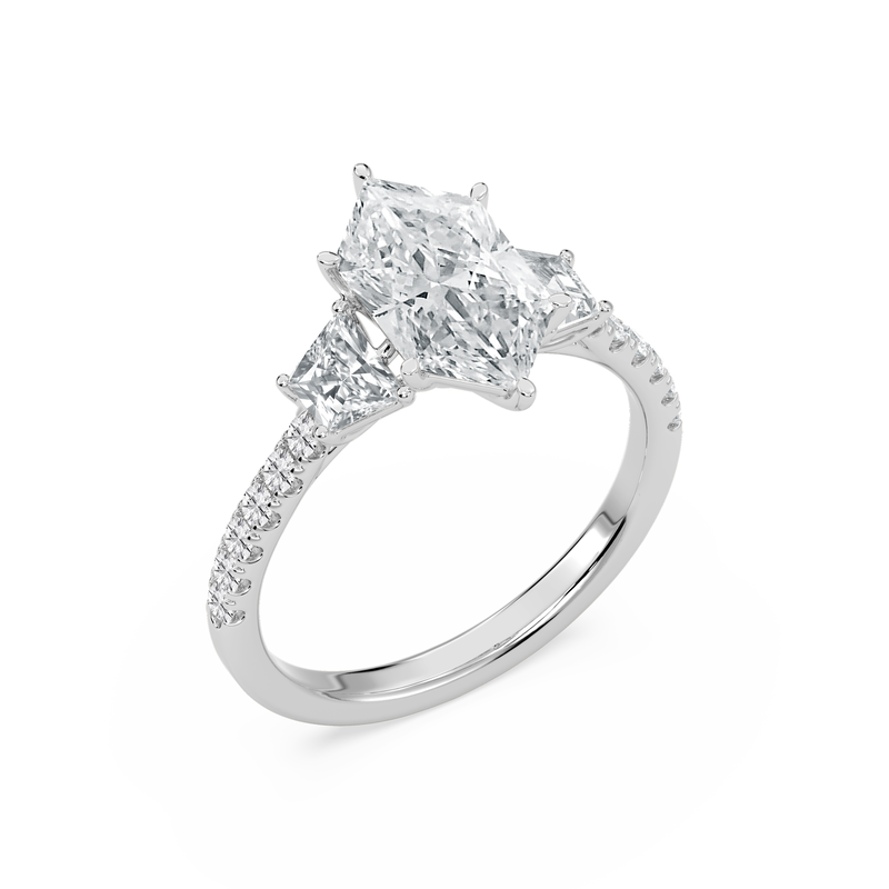 Duchess Marquise Lab Grown Diamond 2 3/4ctw. Three Stone Engagement Ring in 14k White Gold image number null
