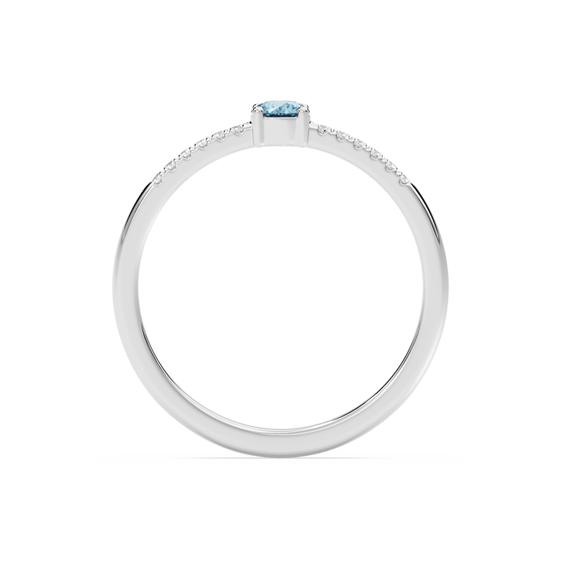 Blue Lab Grown Diamond Fashion Ring in 10k White Gold image number null
