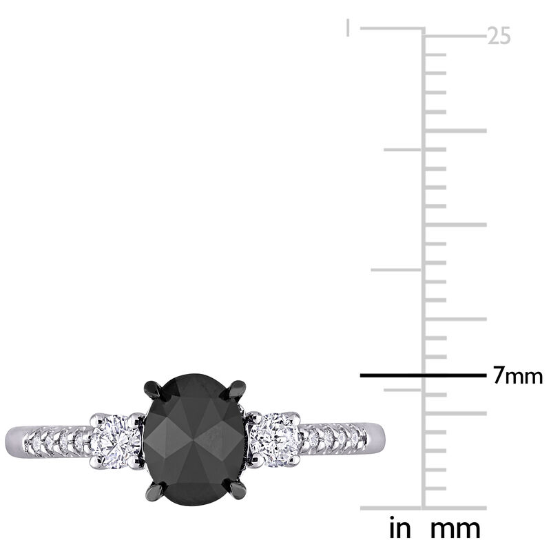 Black Diamond 3-Stone Engagement Ring in 14k White Gold image number null