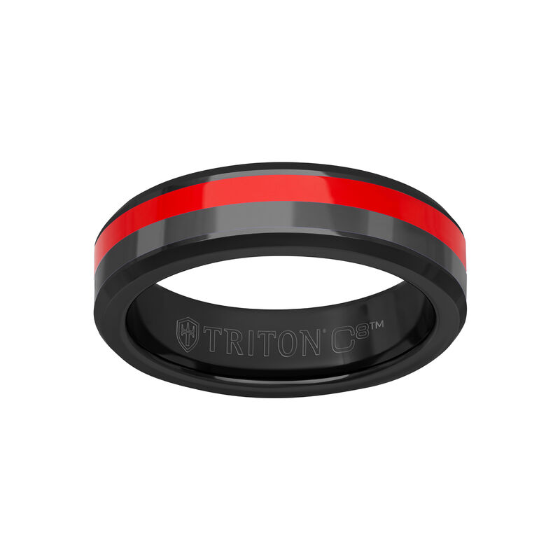 Men's Polished & Tungsten Carbide Wedding Ring (6mm) image number null