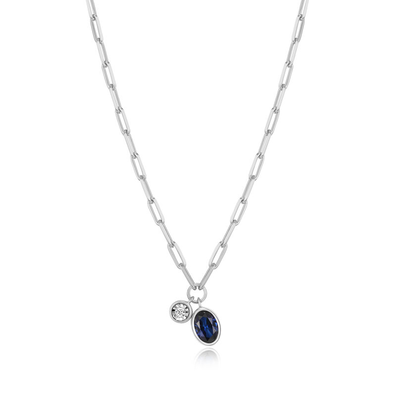 Created Sapphire & Lab Grown Diamond Necklace in Sterling Silver image number null