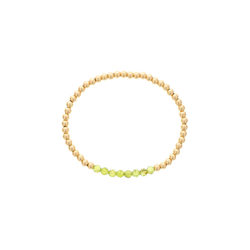 Peridot Birthstone Beaded Bracelet Gold Filled image number null